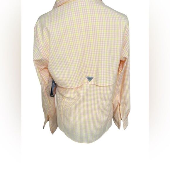 Columbia women nwt yellow pink long sleeve shirt button down medium - Picture 10 of 11